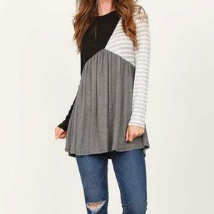 egs by éloges Black & Charcoal Color Block Tunic - Size: 3X